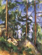 Paul Cezanne pine trees and rock painting